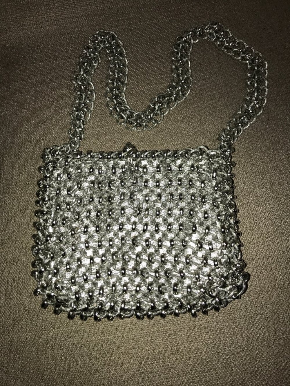 Rare 90s Silver Leather Lined Chainmail Bag